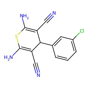 2,6-diamino-4-(3-chlorophenyl)-4H-thiopyran-3,5-dicarbonitrile structure