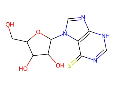 7-[3,4-dihydroxy-5-(hydroxymethyl)oxolan-2-yl]-3H-purine-6-thione structure