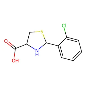 (4R)-2-(2-chlorophenyl)-1,3-thiazolidine-4-carboxylic acid structure