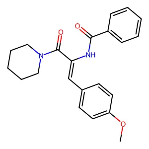 (E)-N-(1-(4-methoxyphenyl)-3-oxo-3-(piperidin-1-yl)prop-1-en-2-yl)benzamide structure