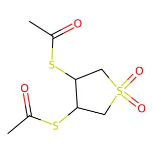 S-(4-acetylsulfanyl-1,1-dioxothiolan-3-yl) ethanethioate structure