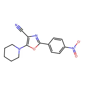 2-(4-Nitrophenyl)-5-piperidin-1-yl-1,3-oxazole-4-carbonitrile structure