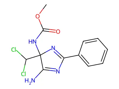 (5-Amino-4-dichloromethyl-2-phenyl-4H-imidazol-4-YL)-carbamic acid methyl ester structure