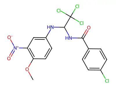 4-chloro-N-[2,2,2-trichloro-1-(4-methoxy-3-nitroanilino)ethyl]benzamide structure