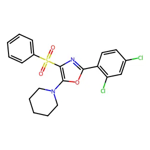 4-(Benzenesulfonyl)-2-(2,4-dichlorophenyl)-5-piperidin-1-yl-1,3-oxazole structure