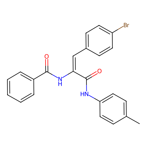 (E)-N-(1-(4-bromophenyl)-3-oxo-3-(p-tolylamino)prop-1-en-2-yl)benzamide structure