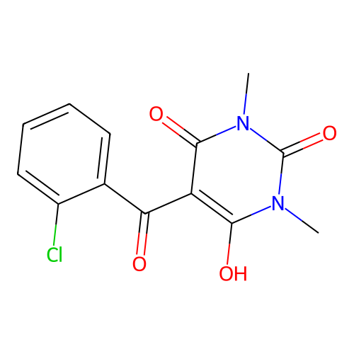 5-(2-chlorobenzoyl)-6-hydroxy-1,3-dimethylpyrimidine-2,4-dione structure