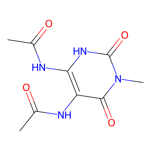 N-(6-acetamido-3-methyl-2,4-dioxo-1H-pyrimidin-5-yl)acetamide structure