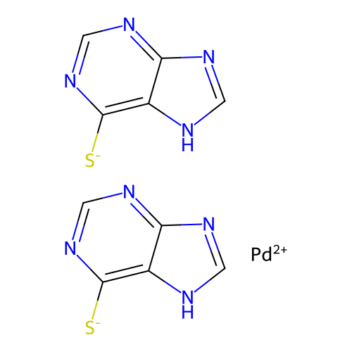 palladium(2+);bis(7H-purine-6-thiolate) structure