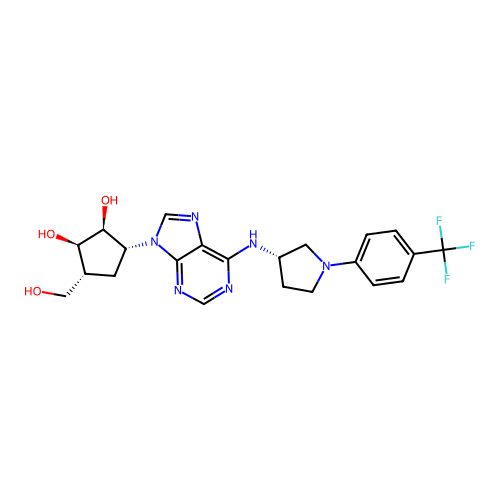 (1S,2R,3R,5R)-3-(Hydroxymethyl)-5-[6-[[(3S)-1-[4-(trifluoromethyl)phenyl]-3-pyrrolidinyl]amino]-9H-purin-9-yl]-1,2-cyclopentanediol structure