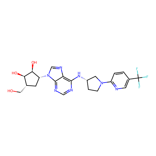 (1S,2R,3R,5R)-3-(Hydroxymethyl)-5-[6-[[(3S)-1-[5-(trifluoromethyl)-2-pyridinyl]-3-pyrrolidinyl]amino]-9H-purin-9-yl]-1,2-cyclopentanediol structure
