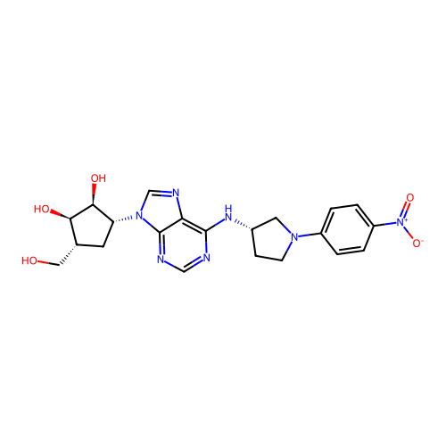 (1S,2R,3R,5R)-3-(Hydroxymethyl)-5-[6-[[(3S)-1-(4-nitrophenyl)-3-pyrrolidinyl]amino]-9H-purin-9-yl]-1,2-cyclopentanediol structure