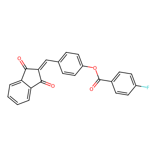 4-[(1,3-dioxo-1,3-dihydro-2H-inden-2-ylidene)methyl]phenyl 4-fluorobenzoate structure