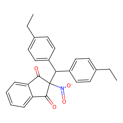 2-[bis(4-ethylphenyl)methyl]-2-nitro-1H-indene-1,3(2H)-dione structure