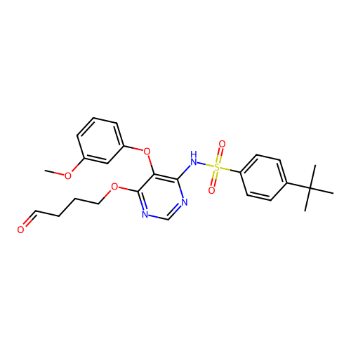 4-(tert-butyl)-N-(5-(3-methoxyphenoxy)-6-(4-oxobutoxy)pyrimidin-4-yl)benzenesulfonamide structure
