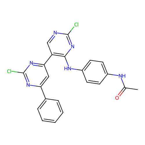 N-{4-[(2,2'-dichloro-6-phenyl-4,5'-bipyrimidin-4'-yl)amino]phenyl}acetamide structure