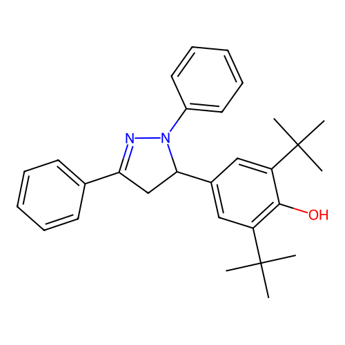2,6-di-tert-butyl-4-(1,3-diphenyl-4,5-dihydro-1H-pyrazol-5-yl)phenol structure