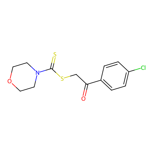 2-(4-Chlorophenyl)-2-oxoethyl morpholine-4-carbodithioate structure