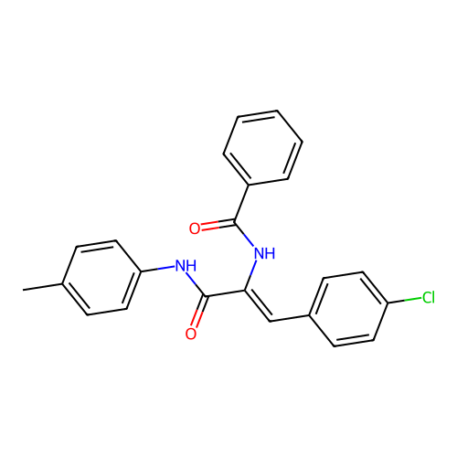(Z)-N-(1-(4-chlorophenyl)-3-oxo-3-(p-tolylamino)prop-1-en-2-yl)benzamide structure