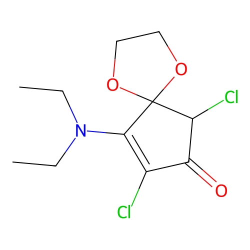 6,8-Dichloro-9-(diethylamino)-1,4-dioxaspiro[4.4]non-8-en-7-one structure