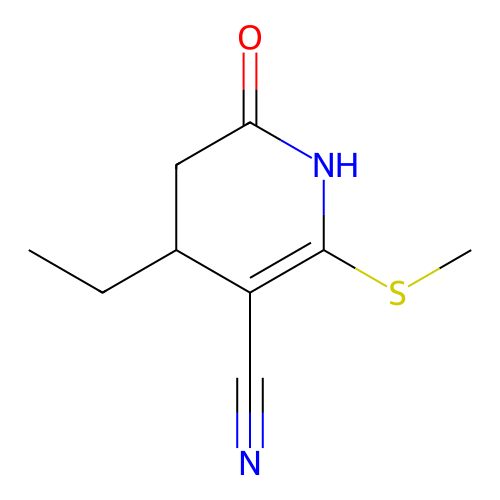4-Ethyl-2-(methylsulfanyl)-6-oxo-1,4,5,6-tetrahydropyridine-3-carbonitrile structure