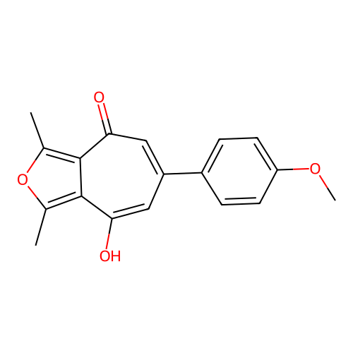 8-hydroxy-6-(4-methoxyphenyl)-1,3-dimethyl-4H-cyclohepta[c]furan-4-one structure