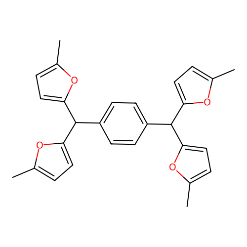 1,4-Bis(bis(5-methylfuran-2-yl)methyl)benzene structure