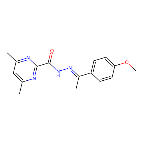 N'-[(1E)-1-(4-methoxyphenyl)ethylidene]-4,6-dimethylpyrimidine-2-carbohydrazide structure