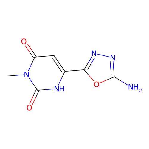 6-(5-amino-1,3,4-oxadiazol-2-yl)-3-methylpyrimidine-2,4(1H,3H)-dione structure
