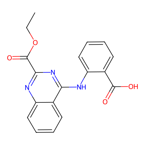 2-[(2-Ethoxycarbonylquinazolin-4-yl)amino]benzoic acid structure