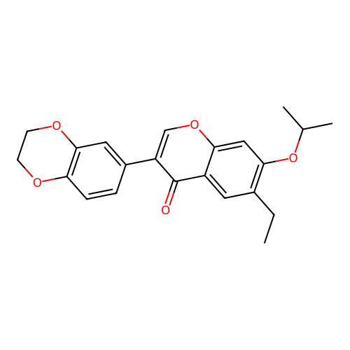 3-(2,3-dihydrobenzo[b][1,4]dioxin-6-yl)-6-ethyl-7-isopropoxy-4H-chromen-4-one structure