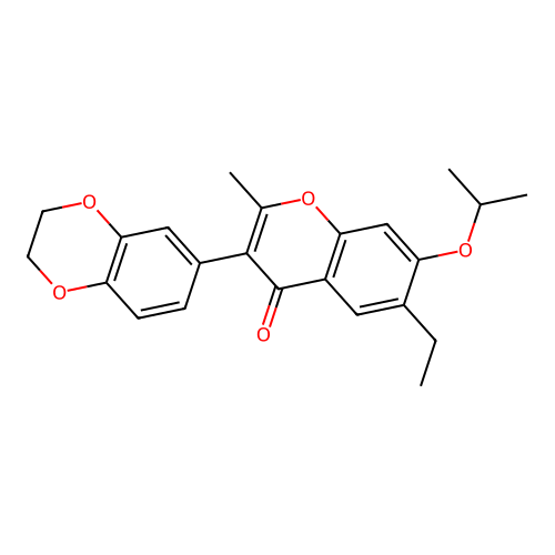 3-(2,3-dihydrobenzo[b][1,4]dioxin-6-yl)-6-ethyl-7-isopropoxy-2-methyl-4H-chromen-4-one structure