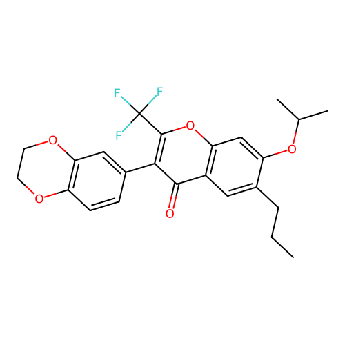 3(2,3-2H-BENZO(1,4)DIOXIN-6-YL)7-ISOPROPOXY-6-PR-2-TRIFLUOROMETHYL-CHROMEN-4-ONE structure