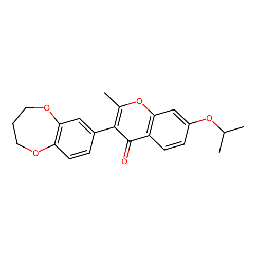 3-(3,4-dihydro-2H-1,5-benzodioxepin-7-yl)-2-methyl-7-(propan-2-yloxy)-4H-chromen-4-one structure