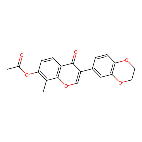3-(2,3-dihydrobenzo[b][1,4]dioxin-6-yl)-8-methyl-4-oxo-4H-chromen-7-yl acetate structure