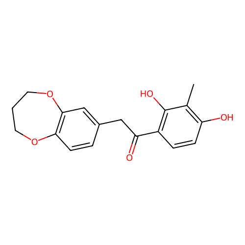 2-(3,4-dihydro-2H-1,5-benzodioxepin-7-yl)-1-(2,4-dihydroxy-3-methylphenyl)ethanone structure