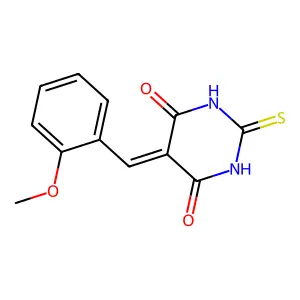 5-(2-methoxybenzylidene)-2-thioxodihydropyrimidine-4,6(1H,5H)-dione structure