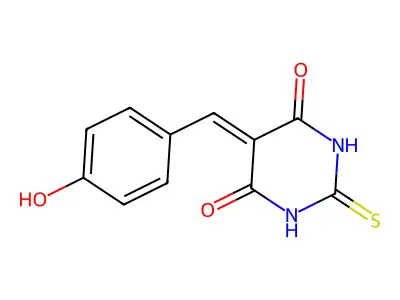 5-[(4-Hydroxyphenyl)methylidene]-2-sulfanylidene-1,3-diazinane-4,6-dione structure