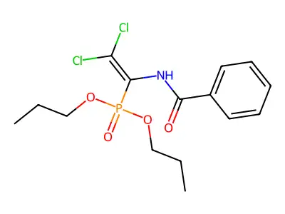 N-(2,2-dichloro-1-dipropoxyphosphorylethenyl)benzamide structure