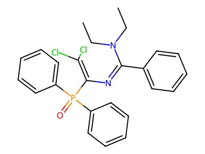 N'-[2,2-dichloro-1-(diphenylphosphoryl)vinyl]-N,N-diethylbenzenecarboximidamide structure