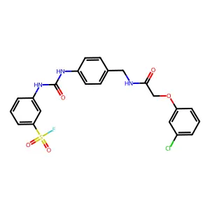 3-[[4-[[[2-(3-chlorophenoxy)acetyl]amino]methyl]phenyl]carbamoylamino]benzenesulfonyl fluoride structure