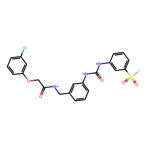 3-[[3-[[[2-(3-chlorophenoxy)acetyl]amino]methyl]phenyl]carbamoylamino]benzenesulfonyl fluoride structure