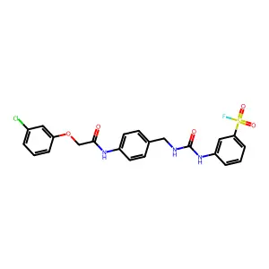 3-[[4-[[2-(3-chlorophenoxy)acetyl]amino]phenyl]methylcarbamoylamino]benzenesulfonyl fluoride structure