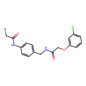 N-[[4-[(2-bromoacetyl)amino]phenyl]methyl]-2-(3-chlorophenoxy)acetamide structure
