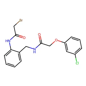 N-[[2-[(2-bromoacetyl)amino]phenyl]methyl]-2-(3-chlorophenoxy)acetamide structure