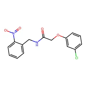 2-(3-chlorophenoxy)-N-[(2-nitrophenyl)methyl]acetamide structure