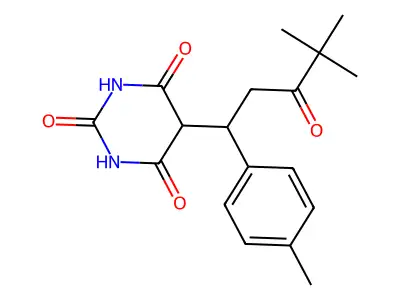 5-[4,4-Dimethyl-1-(4-methylphenyl)-3-oxopentyl]-1,3-diazinane-2,4,6-trione structure