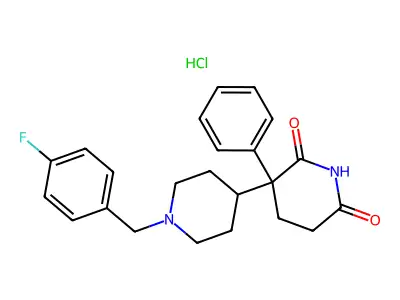 Glutarimide, 3-(1-(p-fluorobenzyl)-4-piperidyl)-3-phenyl-, hydrochloride structure