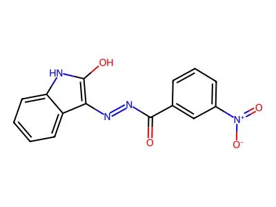 3-nitro-N'-(2-oxo-1,2-dihydro-3H-indol-3-ylidene)benzohydrazide structure