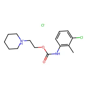 Carbanilic acid, 3-chloro-2-methyl-, 2-piperidinoethyl ester, hydrochloride structure